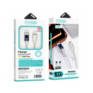 Treqa®CA-80055 USB-C to USB-C 100W Charging & Data Cable, 1.2m, with Power Display