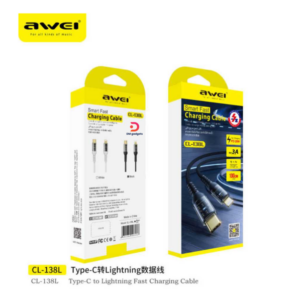 AWEI®CL-138L PD 20W Type-C to Lightning Smart Fast Charging Cable 3A ,1m - Black