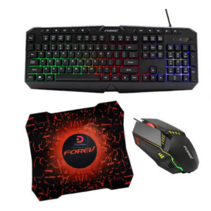 FOREV®FV-Q909 3 in 1 Rainbow Backlit Gaming Gombo Pack - Black