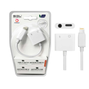 SGL®T57 2-in-1 iOS Adapter – Lightning to 3.5mm jack and charging port - White