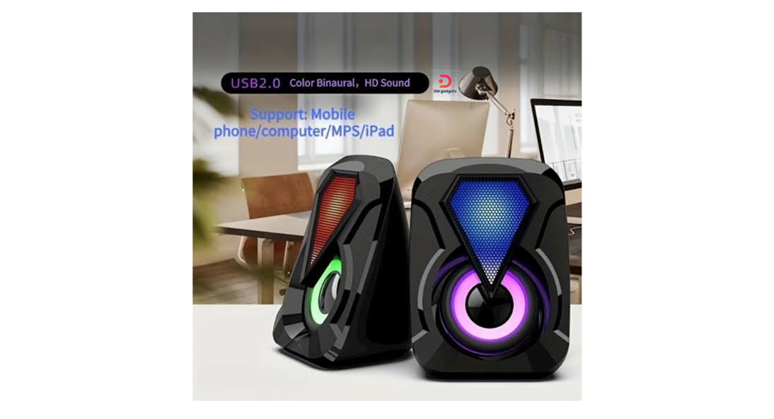 Kouvolsen®KOS-26003 LED Mini USB Digital Computer/Laptop/Tablet Speaker – Black
