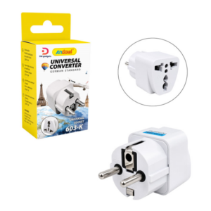 Andowl®603-K – Universal Travel Plug Adapter with EU Plug - White