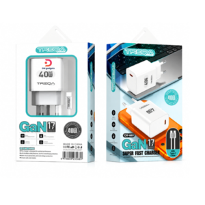 Treqa®CH-663- GaN 40W USB-C Power Delivery Charger with Type-C Cable