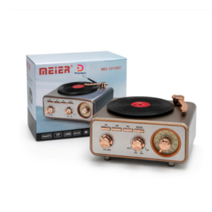 Meier®MD-1217BT – Retro Bluetooth Turntable with FM/AM/SW Radio, USB, TF & AUX Dark-Grey