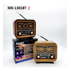 Meier®MD-1301BT Retro Bluetooth Turntable with FM/AM/SW Radio, USB, TF & AUX Light Brown