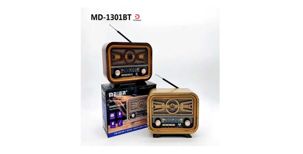 Meier®MD-1301BT Retro Bluetooth Turntable with FM/AM/SW Radio, USB, TF & AUX Light Brown
