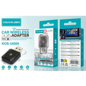 Kouvolsen®KOS-34009 Car Play + Android Auto Car Wireless Adapter – Black