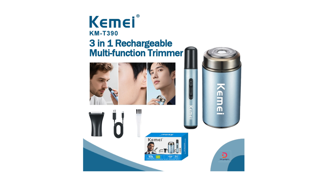 Kemei®KM-T390 3 in 1 Rechargeable Mini Shaver Kit