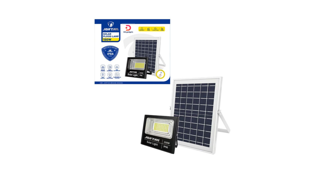 Jortan®0274004 150W LED Solar Floodlight with Remote Control, IP66