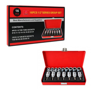 DM®089170 Professional 16PCS 1/2″ Torx + E-Torx Socket Set