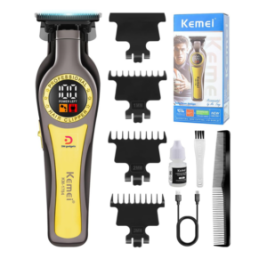 Kemei®KM-1784 American Design Professional Cordless Hair Trimmer -LED Display Silver-Black
