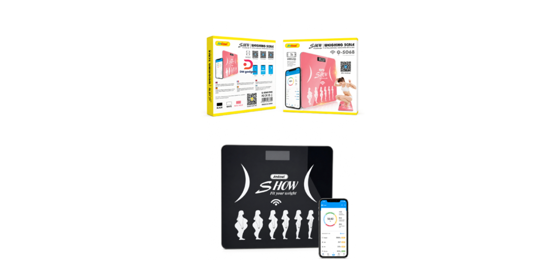 Andowl®Q-S068 Smart Digital Body Scale with Bluetooth + Body Composition Analysis - Black