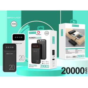 SOVO®X06 Powerbank 4in1 – Fast Charge – 20.000mah -4 built-in charging cables - Black