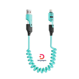 Treqa®CA-894 4-in-1 Data Cable, 1500 mm, with Spring Clip – Super Flash Charge - Blue