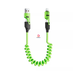Treqa®CA-894 4-in-1 Data Cable, 1500 mm, with Spring Clip – Super Flash Charge - Green