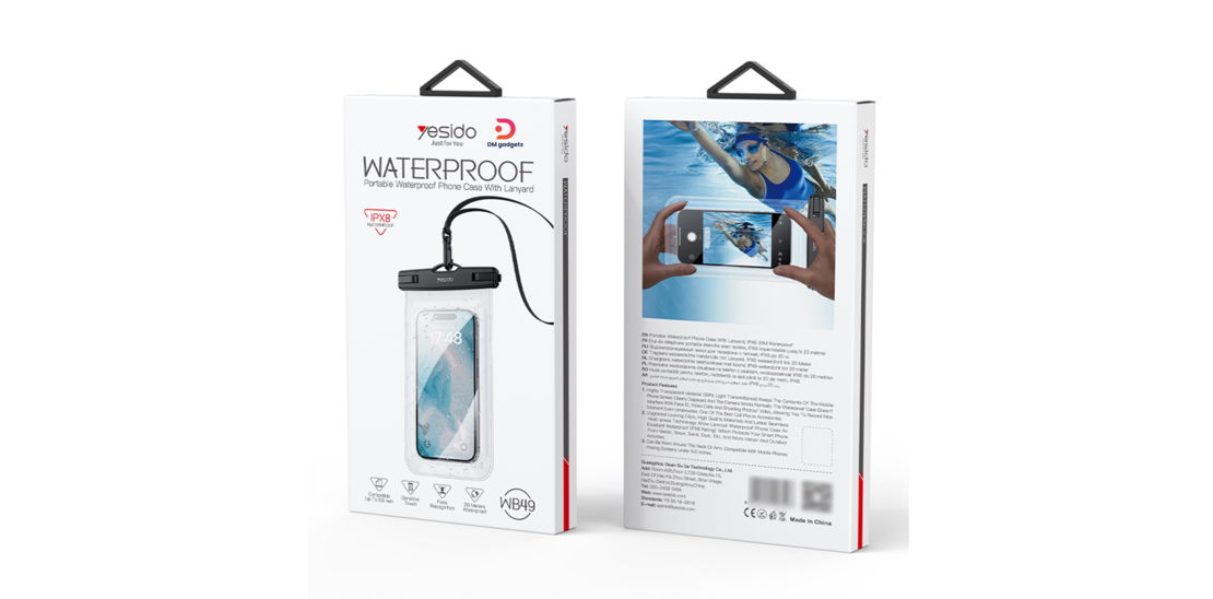Yesido®WB49 Waterproof White Phone Case Up To 7 Inch with Lanyard