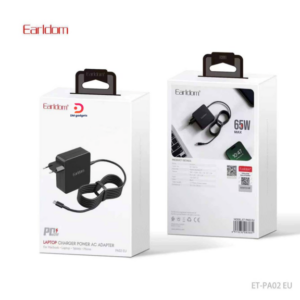 Earldom®PA02 EU LAPTOP Charger Power AC Adapter 65W Type-C – Black