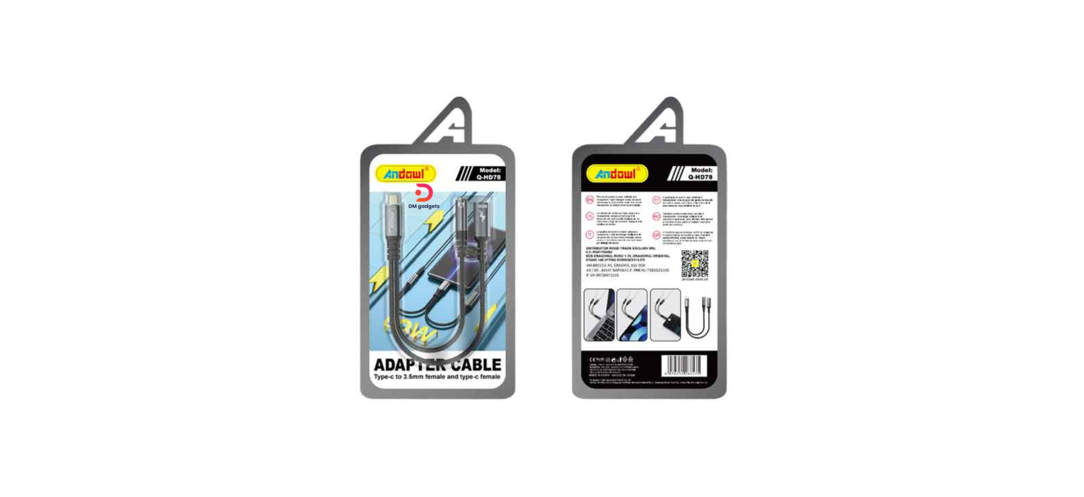 Andowl®Q-HD78 Type-C to 3.5mm Female and Type-C Female Adapter Cable