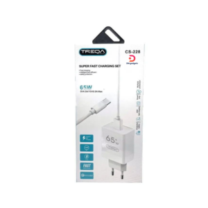 Treqa®CS-228 65W Super-Fast Cell Phone Charger with USB Port and USB to Type-C Data Cable