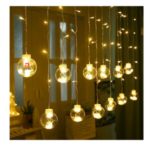 DM®Christmas Curtain Lights with Balls in Warm Colors, 10 LEDs, 3 m