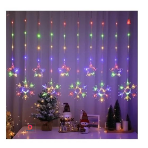 DM®041071 Christmas Lights - Snowflake + Star Curtain, Multicolored 3M 120 LED