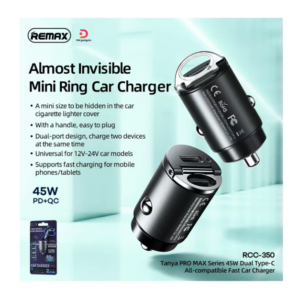 Remax®RCC350 45W PD+QC Vanya Series Dual Outputs Car Charger - Black